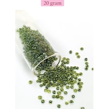 Tedar Dökme Cam Kum Boncuk 8/0 3 Mm - 20 Gram - Şeffaf Alacalı Yeşil - Bnc171 Najmaddin (No:1) 8.5Cm X 10.5 Cm