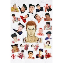 Slam Dunk Anime Telefon Laptop Bullet Journal Yapışkanlı Folyo Sticker Paketi 23 Adet Çok Renkli