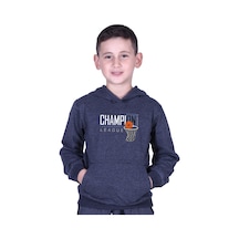 Fyk Kids Kapüşonlu Kanguru Cepli Champıon Baskılı Erkek Çocuk Sweatshirt Füme