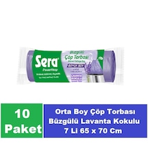 Sera Çöp Torbası Büzgülü Lavanta Kokulu Boy 65 X 70 Cm 10 X 7 Li