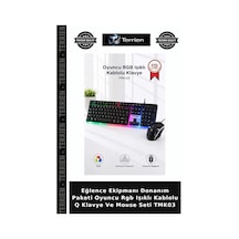 Eğlence Ekipmanı Donanım Paketi Oyuncu Rgb Işıklı Kablolu Q Klavye Ve Mouse Seti Tmk03
