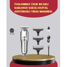 Erkek Saç Kesme Makinesi Karbon Çelik Bıçaklı Metal Gövdeli Uzun Pil Ömürlü