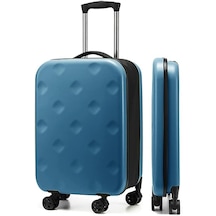 Hallow Katlanır Tekerlekli 24 İnç Orta Boy Hafif Valiz Bavul Mavi