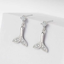 Flybuy 925 Ayar Gümüş Küpe Kadın Moda Sevimli Kristal Cz Saplama 1.50 Cm H172 - Gümüş Gümüş