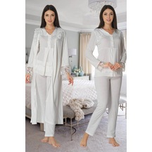 Angbutik Effortt 2424 Uzun Dantel Sabahlıklı Lohusa Pijama