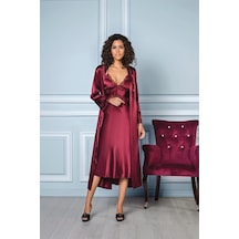 Pierre Cardin 6960 Kadın Saten Dantelli 6'lı Takım-bordo Bordo