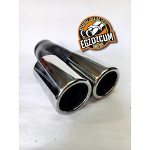 60 Mm. Krom Düz Eşit Dual Çift Çıkışlı Paslanmaz Egzoz Eksoz Ucu