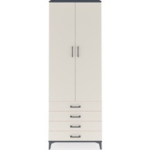 Arges Dolap 2 Raflı 4 Çekmeceli Tek Askılı 88x30x243 Antrasit-aytaşı Antrasit