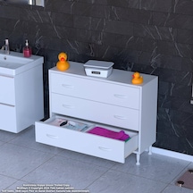Modilayn Söke 100x75x32,5 Cm Lik 3 Çekmeceli 6 Gözlü Banyo Organizeri Maxi Çok Amaçlı Banyo Dolabı Beyaz