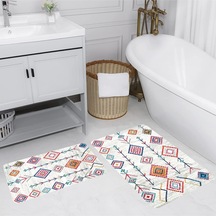 Rovigo Home Baskılı Kaymaz Taban 2 Li Banyo Paspas Takım Rvg5139-100X60-60X50 Çok Renkli