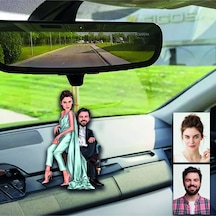 Bay Karı Koca Ahşap Tasarımlı Araba Dikiz Ayna Süsü Magnet Ols