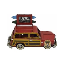 Dekoratif Nostaljik Metal Land Rover Rustik Otomobil Kırmızı