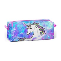 Coral High Tek Gözlü Mavi Unicorn Desenli Kalem Çantası - Kız Renkli Çok Renkli