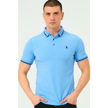 T8586 Dewberry Erkek Polo Yaka T-shırt-düz Açık Mavi
