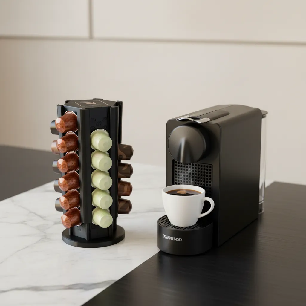 Nespresso Uyumlu 360 Döner Kapsül Tutucu Siyah