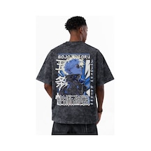 Gojo Satoru Jujutsu Kaisen Anime Baskılı Unisex Oversize Eskitme Siyah