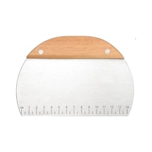 Çelik Oval Ahşap Saplı Hamur Kesici Spatula, Kahverengi 0