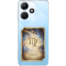 Infinix Hot 30i İle Uyumlu Burç Kartları Başak Tasarımlı Şeffaf Silikon Kılıf Şeffaf