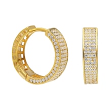 Taşlı Halka Küpe 717101 Gold Gümüş