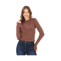 Likralı Pamuk Tişört-slim Fit -açık Kahve Açık Kahve