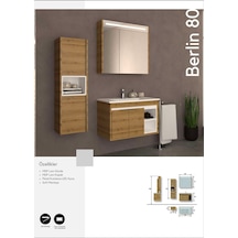 Evros Berlin 80 Cm Banyo Dolabı Boy Dolabı Dahil Meşe