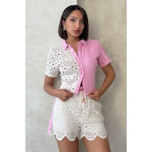 Verymoda Kot Dantel Gömlek Vmd2801 Ham Pembe