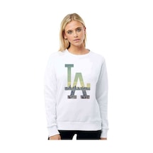 La Basketbol Baskılı Beyaz Kadın Sweatshirt