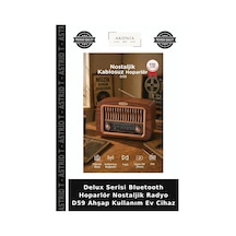 Delux Serisi Bluetooth Hoparlör Nostaljik Radyo D59 Ahşap Kullanım Ev Cihaz