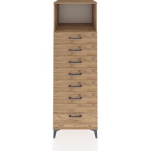 Kronos Dolap Tek Raflı 7 Çekmeceli 60x59x182 Çam-çam Çam