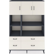 Hyperion Dolap 8 Raflı 4 Çekmeceli 3 Kapaklı 132x44x195 Antrasit-aytaşı/aytaşı Aytası/aytası