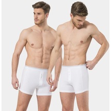 Türen Erkek Likralı Düğmeli Boxer 2'Li Paket 135/Beyaz 001