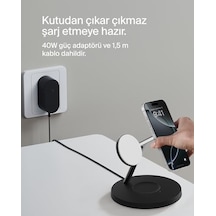 3&apos Ü 1 Arada Qi2 Şarj Cihazı, Magsafe Uyumlu Kablosuz Şarj İstasyonu, Apple İphone 16 Serisi, Apple Watch, Kaymaz Tabanlı Airpods İçin Qi2 Kablosuz Şarj Aleti, Psu Dahil - Siyah