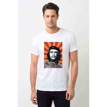 Che Guevara Red Yellow Baskılı Beyaz Erkek Tshirt