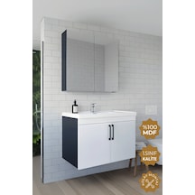 Teta Home Yalova 80 Cm Mdf Banyo Dolabı Seti Antrasit-beyaz Antrasit - Beyaz