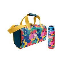 Coral High Renkli Kamuflaj Desenli Unisex Spor Çantası Ve 800 Ml Çelik Matara Seti 27549 Sarı - Yeşil