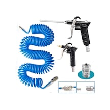 Kompresör Spiral Hava Hortumu 8 Mm 15 M Hava Jakı Hava Tabancası Recor 3 Pcs Seti