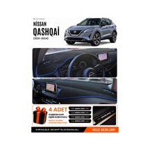 Nissan Qashqaı 2021-2024 Uyumlu Torpido Örtüsü, Torpido Kılıfı - Siyah-mavi - Nı021