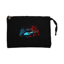 Lamborghini Blue Red Neon Siyah Clutch Cüzdan / El Çantası Siyah