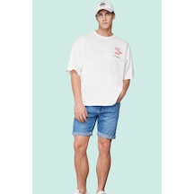 Ersefa Erkek Günlük Kombinlere Uygun Denim Şort Slim Fit Dar Paça Pamuk mavi