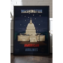 Washington Siyah Ahşap Çerçeveli Poster, Dekoratif Seyahat Duvar Tablosu