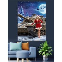 Ahşap Tablo Karda Tank Ve Kadın