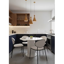 Güneş Model Mdf Ayaklı 90cm Çaplı Yuvarlak Mutfak Masası Sandalye Yok Beyaz