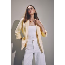 Defacto Oversıze Basic Blazer Açık Sarı Ceket C3215ax26auyl487 Sarı-yl487