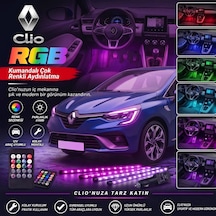 Renault Clio Ayak Altı Led Kumandalı Araç Içi Aydınlatma 4 Lü Sese Duyarlı Renk Değiştirme Özellikli
