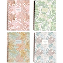 Keskin 385241-99 16,5x22,5 80 Yp. Çizgili Karton Kapak Spiralli La Plume Leaves Defter