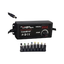Powermaster Pm-18747 Dijital Ekranlı 12 Volt - 24 Volt / 5 Amper Çok Uçlu Ayarlı Kademeli Adaptör