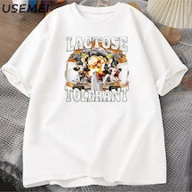 Flood Of Style Laktoz Toleranslı T Shirt Erkek Kısa Kollu Tee Üstleri Harajuku Boy Baskılı T Shirt Meme Tshi Beyaz