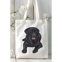 Art Hediye Labrador Retriever Köpek Baskılı Bez Çanta Omuz Çantası Kişiye Özel Model 2 Çok Renkli