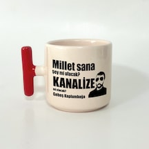 Millet Sana Mı Kanalize Olacak Baskılı Kırmızı Kulplu T Kupa