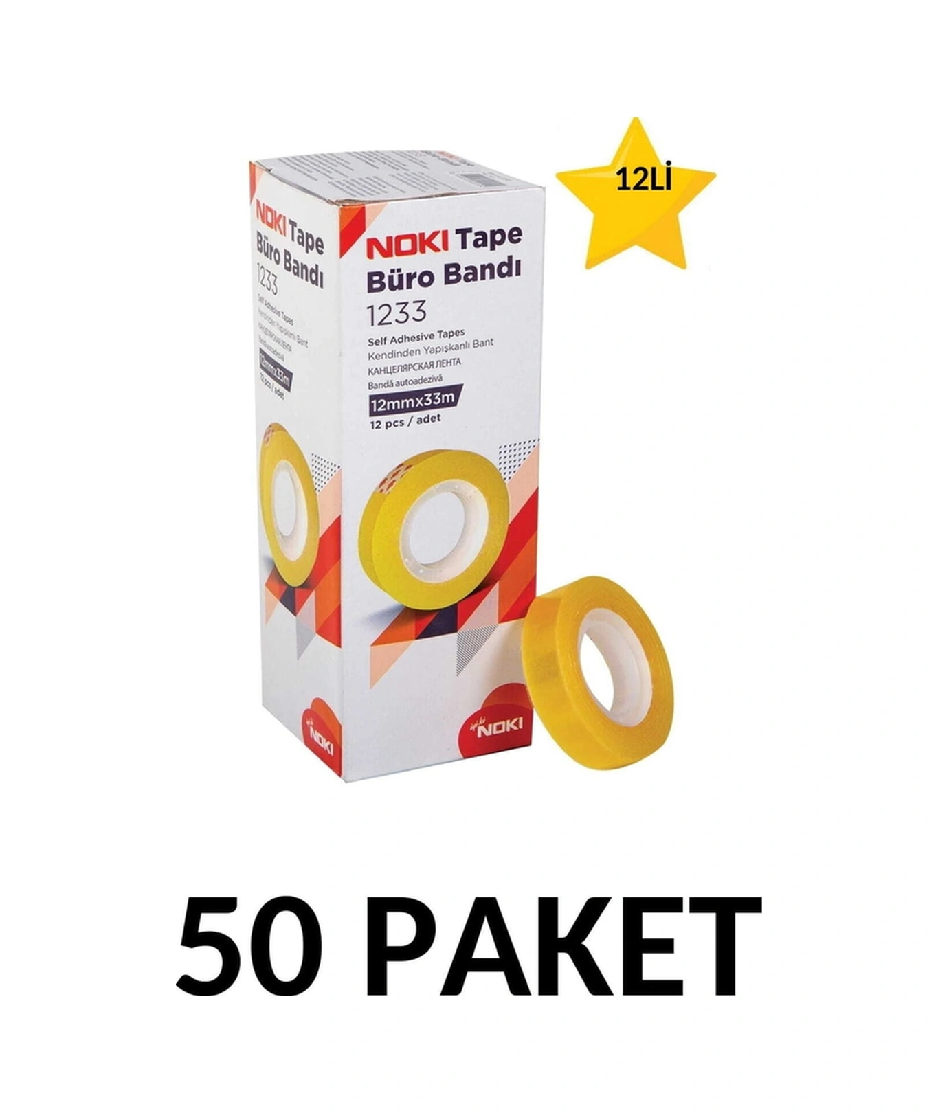 50 Paket 600 Adet 12mmx33m Şeffaf Büro Bandı Para Bandı Diğer